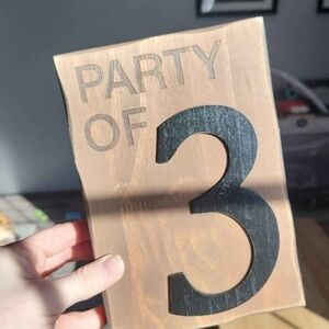 Hobby Lobby Wooden Sign - Party of 3 - Brown and Black